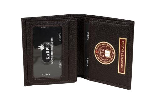 Cumhuriyet Savcısı Logolu Deri Cüzdan 4428 Kahve - Karpix Deri Ürünler